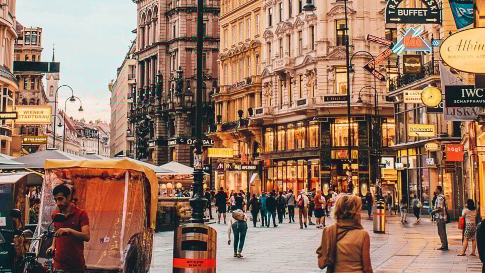 on a popular market street in Vienna