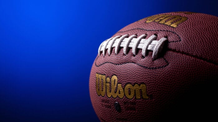 Closeup of an NFL football