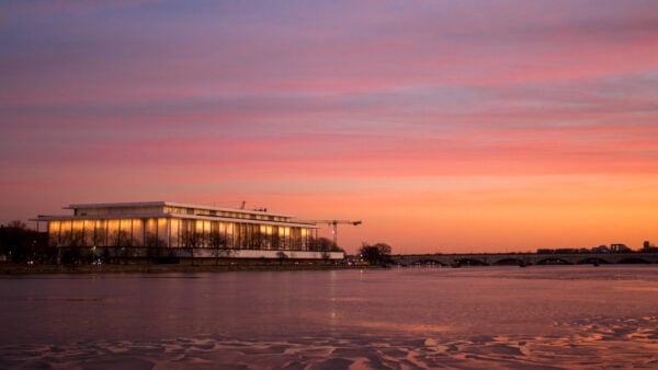 view of the Kennedy Center on the Potomac River