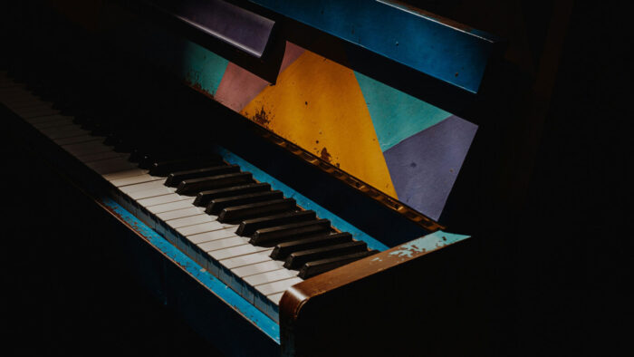 Old Piano with triangle color pattern