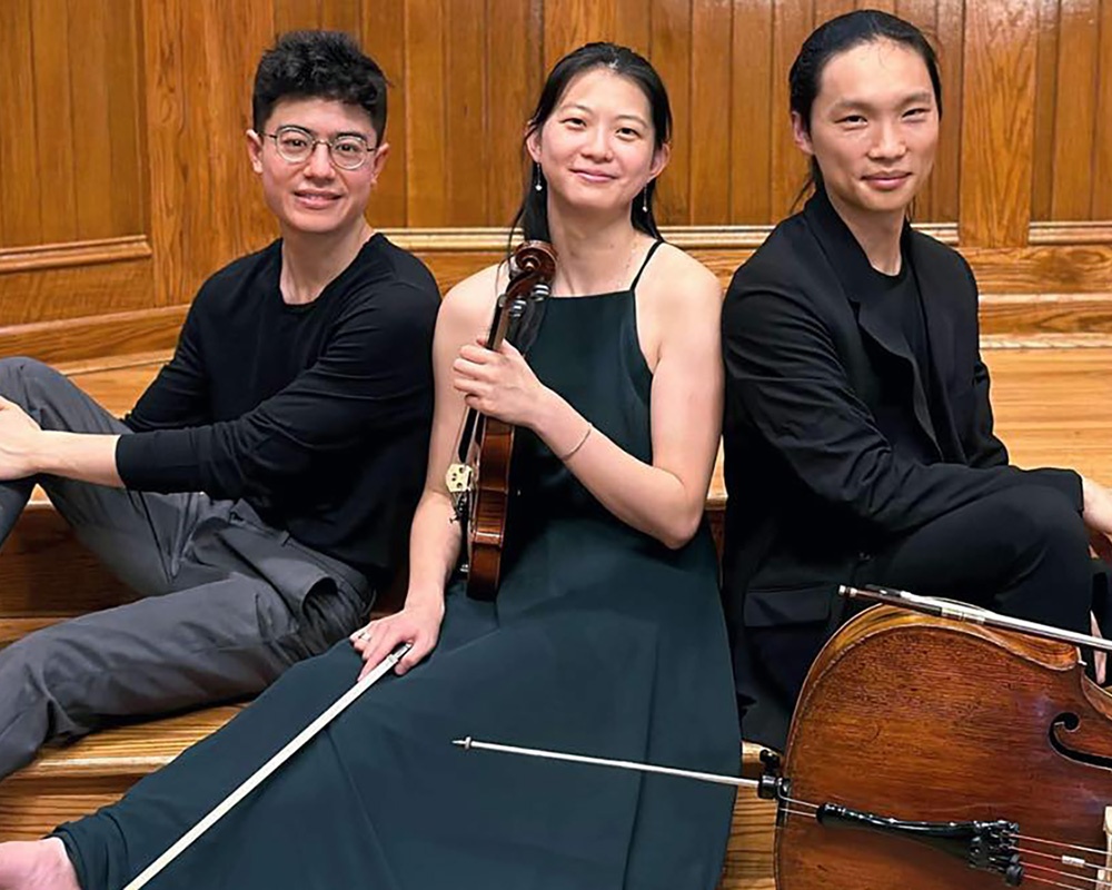 Trio Rai: pianist Motti Fang-Bentov, violinist Tiffany Chang, and cellist Leland Ko