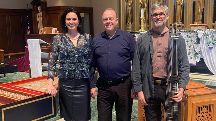 Soprano Josefien Stoppelenburg, keyboardist Stephen Alltop, and theorbist Dan Swenberg