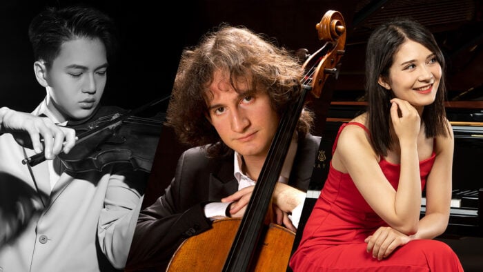 Trio Tokava (violinist Zi Yang Low, cellist Liav Kerbel, and pianist Nadia Azzi)