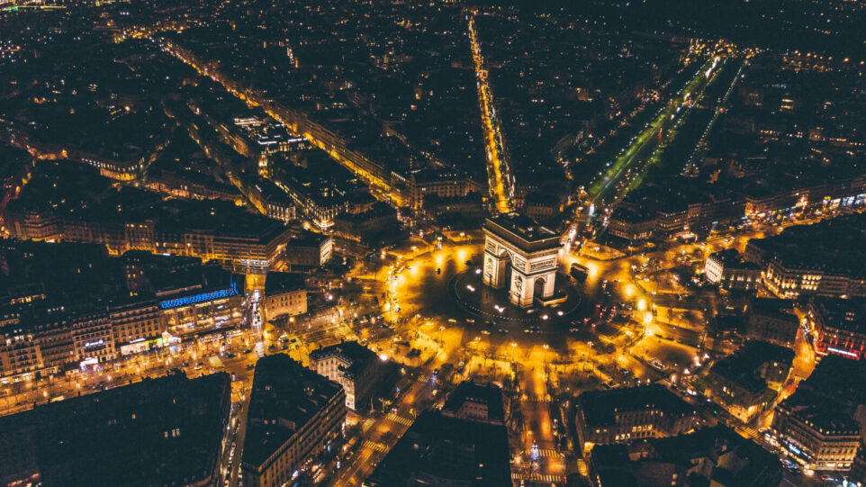 The Arc de Triomphe at night