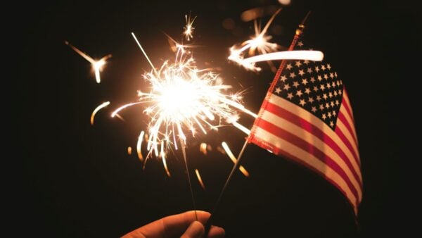 Independence Day Parade Playlist A sparkler and an American flag