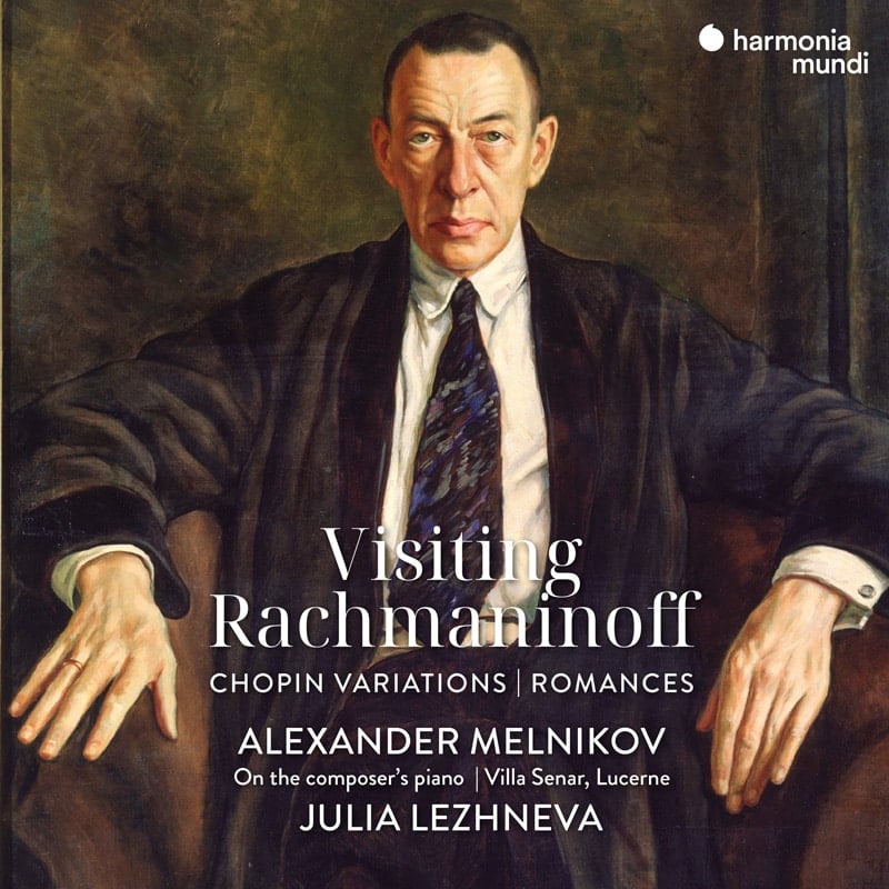 painted style portrait of severe looking Sergei Rachmaninoff