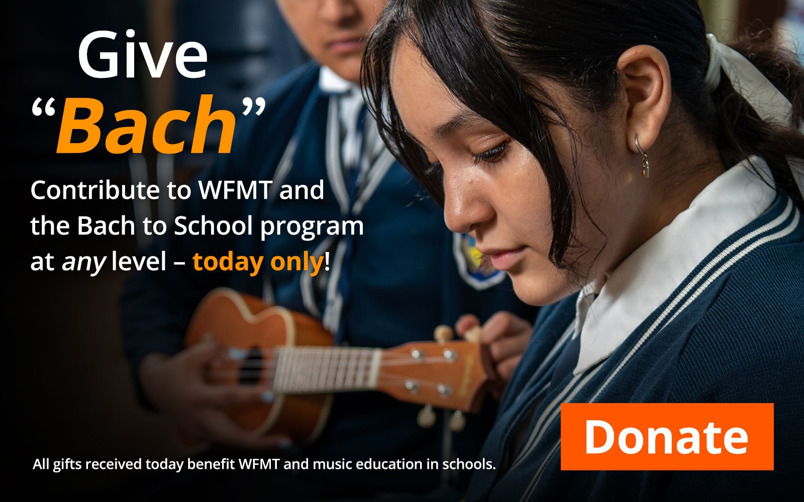 Give 'Bach'- Your gift to WFMT at any level is matched and supports WFMT's Bach to School program! Pictured: Children's Choir singing