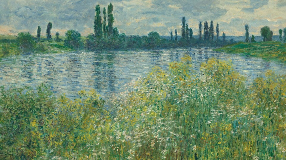 Impressionist Painting of a pond in a prairie