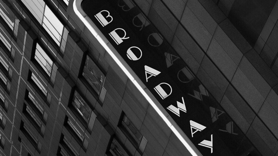 Black and white sign of Broadway