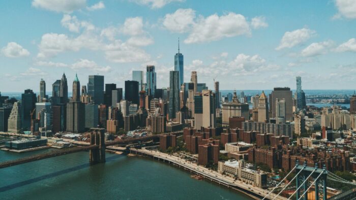 view of lower Manhattan and Manhattan Bridge
