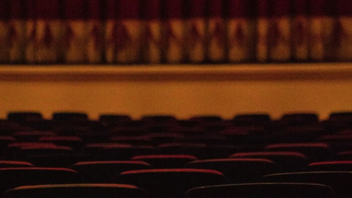 Low shot of seats facing stage
