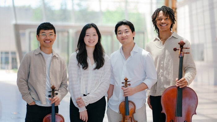 Violist James Kang, pianist Cameron Akioka, Violinist Hiu-Sing Fan, Cellist Tristen Johnson